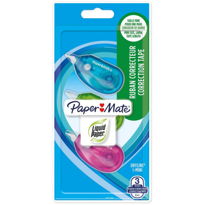 Papermate Mini Dryline Grip Liquid Correction Tape (Pack of 3)