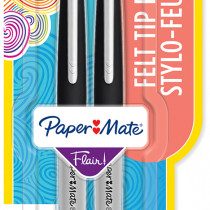 Papermate Flair Original Fibre Tip Pen - Ultra Fine - Black (Blister of 2)