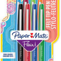 Papermate Flair Original Fibre Tip Pen - Medium - Standard Colours (Pack of 8)