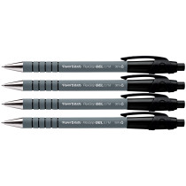 Papermate Flexgrip Gel Retractable Ballpoint Pen - Medium - Black (Pack of 4)