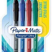 Papermate Flexgrip Ultra Retractable Ballpoint Pen - Medium - Assorted Colours (Blister of 4)