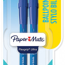 Papermate Flex Grip Ultra Ballpoint Pen - Medium - Blue (Blister of 2)