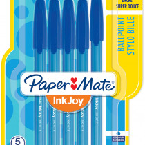 Papermate Inkjoy 100 Capped Ballpoint Pen - Fine - Blue (Blister of 5)