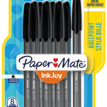 Papermate Inkjoy 100 Capped Ballpoint Pen - Medium - Black (Blister of 8)