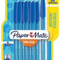 Papermate Inkjoy 100 Capped Ballpoint Pen - Medium - Blue (Blister of 8)