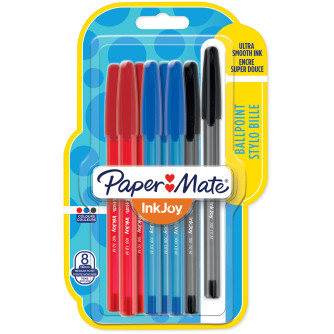 Papermate Inkjoy 100 Capped Ballpoint Pen - Medium - Standard Colours (Blister of 8)