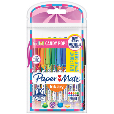 Papermate Inkjoy 100 Mini Capped Ballpoint Pen - Medium - Candy Colours (Pack of 10)