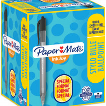 Papermate Inkjoy 100 Retractable Ballpoint Pen - Medium - Black (Box of 100)