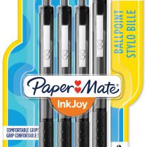 Papermate Inkjoy 300 Retractable Ballpoint Pen - Medium - Black (Blister of 4)