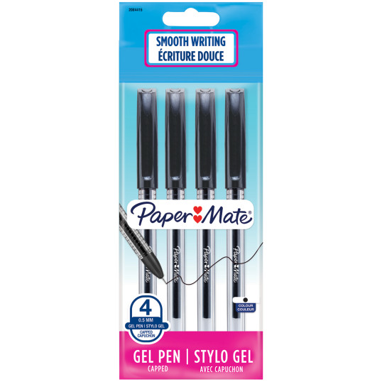 Papermate Jiffy Gel Ballpoint Pen - Black (Pack of 4)