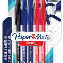 Papermate Replay Erasable Ballpoint - Medium - Assorted Colours (Blister of 10)