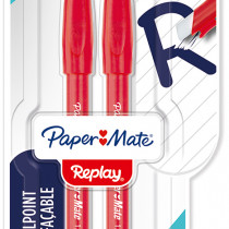 Papermate Replay Erasable Ballpoint - Medium - Red (Blister of 2)