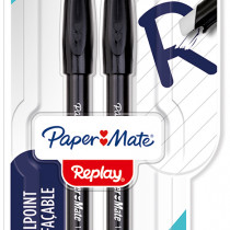 Papermate Replay Erasable Ballpoint - Medium - Black (Blister of 2)