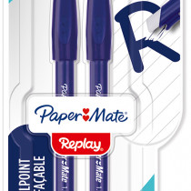 Papermate Replay Erasable Ballpoint - Medium - Blue (Blister of 2)
