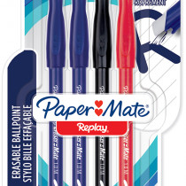 Papermate Replay Erasable Ballpoint - Medium - Assorted Colours (Blister of 4)