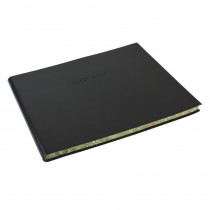 Papuro Torcello Leather Visitors Book - Black with Marbled Edges