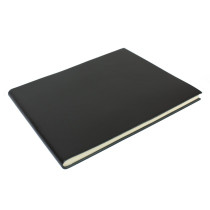 Papuro Torcello Leather Condolence Book - Black