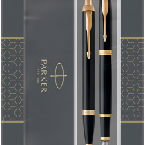 Parker IM Fountain & Ballpoint Pen Gift Set - Gloss Black Gold Trim