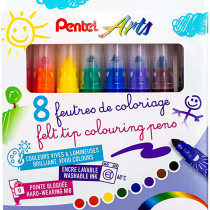 Pentel Arts Colouring Fibre Tip Pens - Broad (Pack of 8)