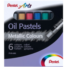 Pentel Arts Oil Pastels - Assorted Metallic Colours (Pack of 6)