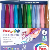 Pentel Brush Sign Pens - Fresh Shades (Wallet of 12)