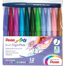 Pentel Brush Sign Pens - Fresh Shades (Wallet of 12)