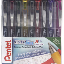 Pentel EnerGel XM Retractable Rollerball Pen - 0.7mm - New Colours (Pack of 9)