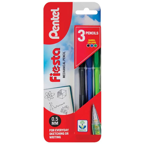 Pentel Fiesta Mechanical Pencils - 0.5mm - Assorted Colours (Pack of 3)