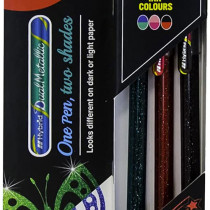 Pentel Hybrid Dual Gel Pens - Metallic Green Pink & Black (Pack of 3)