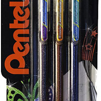 Pentel Hybrid Dual Gel Pens - Metallic Violet Orange & Blue (Pack of 3)