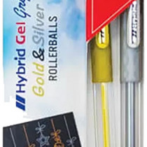Pentel Hybrid Gel Grip Pens - Gold & Silver (Pack of 2)