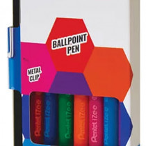 Pentel iZee Retractable Ballpoint Pen - 1.0mm - Assorted Colours (Wallet of 8)