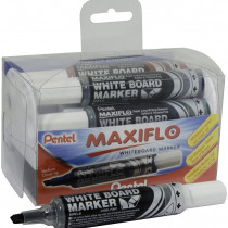 Pentel Maxiflo Whiteboard Markers & Eraser Set - Chisel Tip