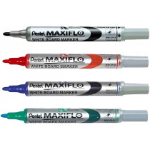 Pentel Maxiflo Whiteboard Markers - Bullet Tip - Assorted Colours (Pack of 4)