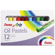 Pentel Arts Oil Pastels - Assorted Colours (Pack of 12)