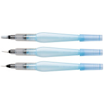 Pentel Arts Aquash Water Brushes - Fine Medium & Flat (Pack of 3)