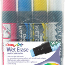 Pentel Jumbo Wet Erase Chalk Markers - Assorted Colours (Pack of 4)