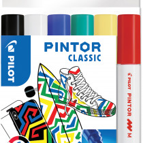 Pilot Pintor Marker Pen - Medium Bullet Tip - Classic Colours (Pack of 6)