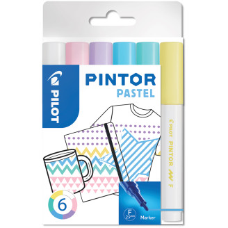 Pilot Pintor Marker Pen - Fine Bullet Tip - Pastel Colours (Pack of 6)