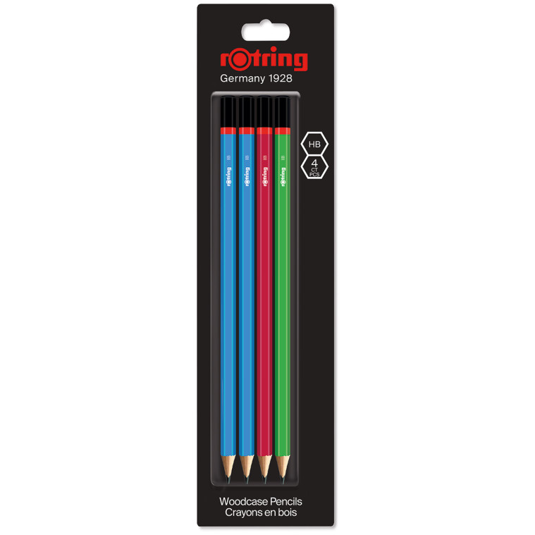 Rotring Woodcase pencil - Assorted Colours - HB (Blister of 4)