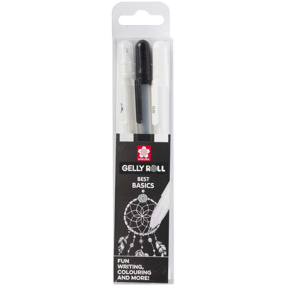 Sakura Gelly Roll Basic Gel Pens - Black, White & Clear (Set of 3)