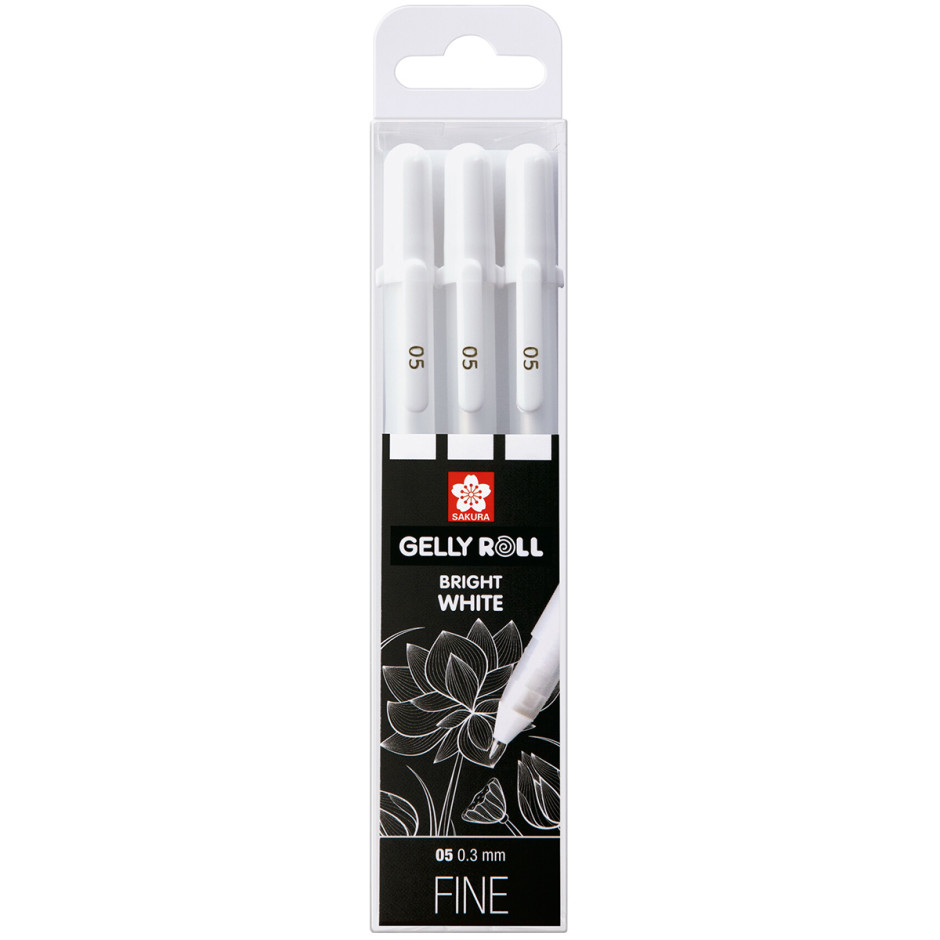 Sakura Gelly Roll Basic Gel Pens - 0.5mm - White Set (Pack of 3)