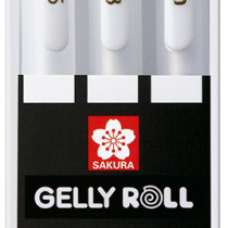 Sakura Gelly Roll Basic Gel Pens - Assorted Tip Sizes - White Set (Pack of 3)