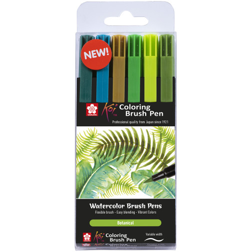 Sakura Koi Coloring Brush Pen Set - Botanical - Pack of 6