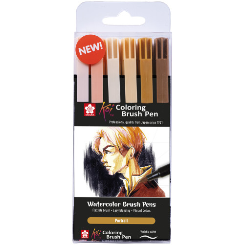 Sakura Koi Coloring Brush Pen Set - Portrait - Pack of 6