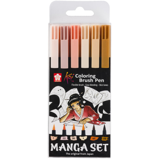 Sakura Koi Colour Brush Pens - Manga Colours (Pack of 6)