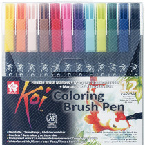 Sakura Koi Colour Brush Pens - Assorted Colours (Pack of 12)