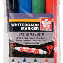 Sakura Whiteboard Marker - Dual Tip - Assorted Colours (Pack of 4)