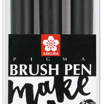 Sakura Pigma Brush Pens - Black (Pack of 3)
