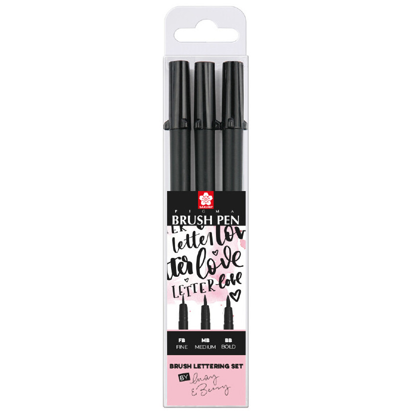 Sakura Pigma Brush Pen Hand Lettering Set - Black - Set of 3